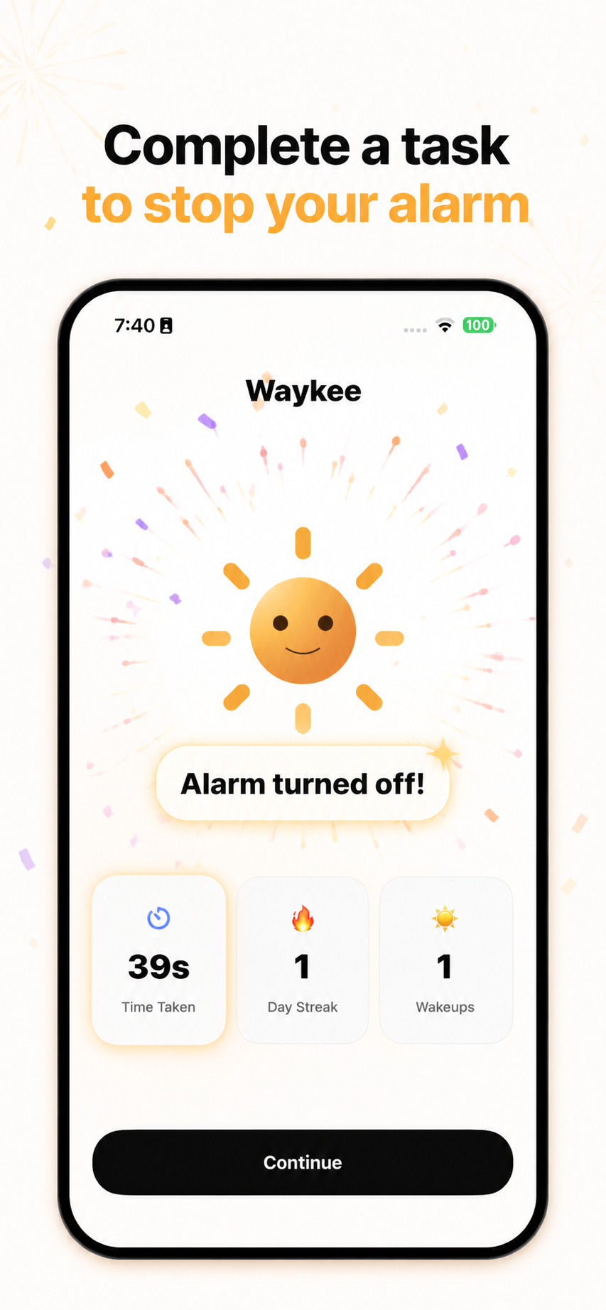 Complete a task to stop your alarm